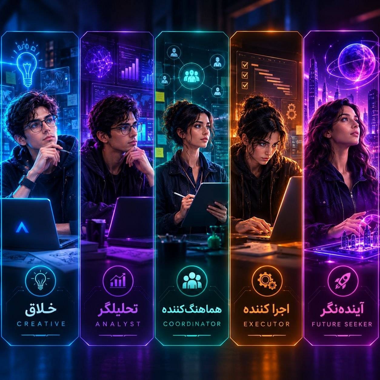 تصویر ترکیبی پنج نقش تیم PENTACORE